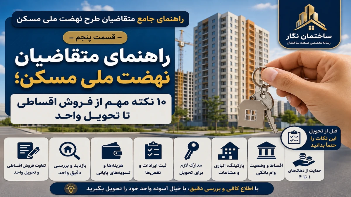 راهنمای جامع متقاضیان طرح نهضت ملی مسکن؛ -قسمت پنجم-راهنمای متقاضیان نهضت ملی مسکن؛ ۱۰ نکته مهم از فروش اقساطی تا تحویل واحد