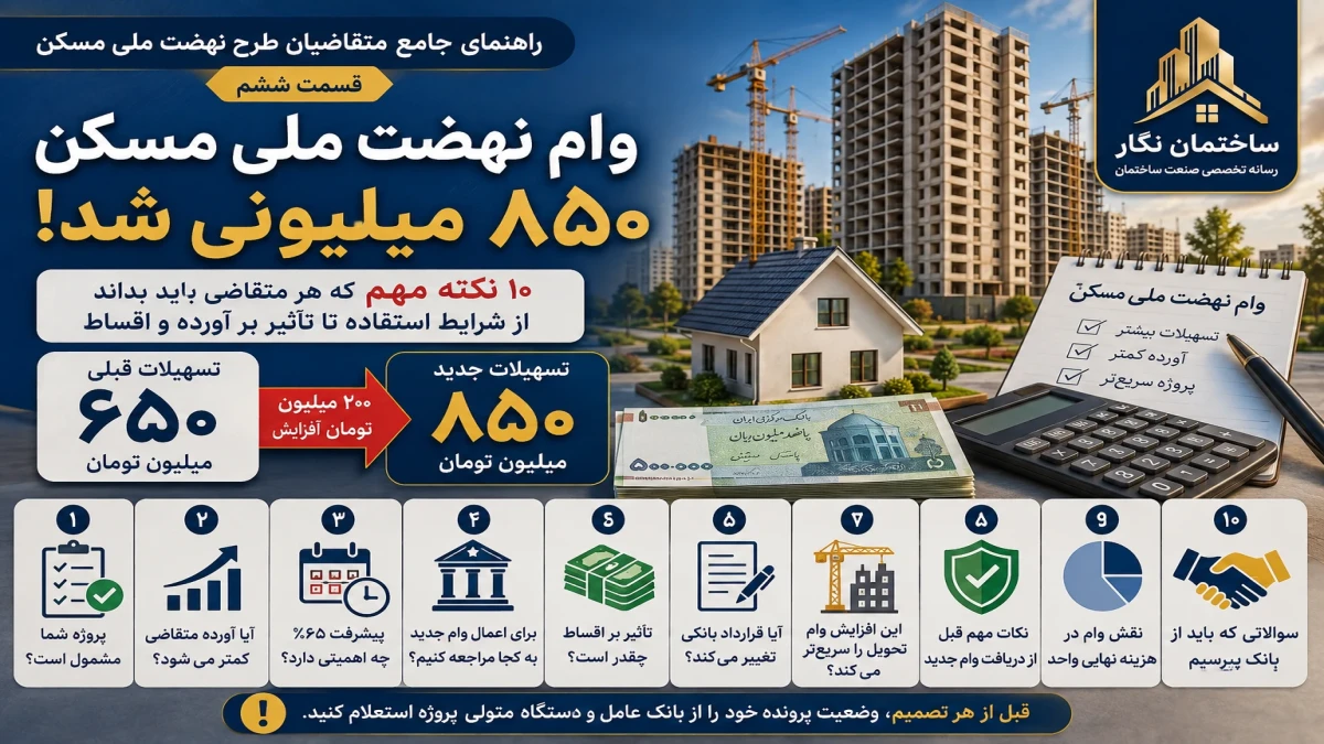 راهنمای جامع متقاضیان طرح نهضت ملی مسکن؛ قسمت ششم .وام ۸۵۰ میلیونی نهضت ملی مسکن؛ ۱۰ نکته‌ای که هر متقاضی باید بداند