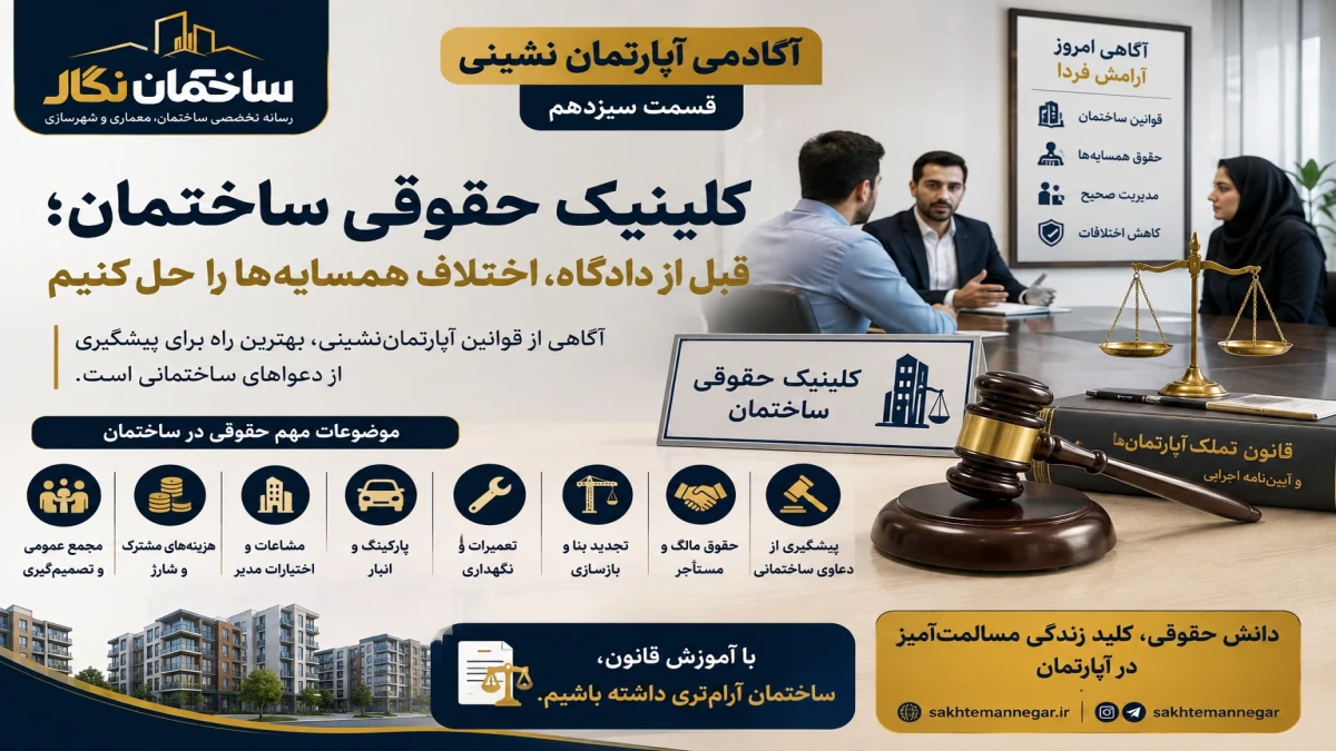 آکادمی آپارتمان‌نشینی ساختمان نگار. قسمت سیزدهم. کلینیک حقوقی ساختمان؛ قبل از دادگاه، اختلاف همسایه‌ها را حل کنیم