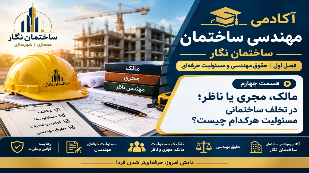 آکادمی مهندسی ساختمان ساختمان نگار  فصل اول .حقوق مهندسی و مسئولیت حرفه‌ای  قسمت چهارم .مالک، مجری یا ناظر؛ در تخلف ساختمانی مسئولیت هرکدام چیست؟