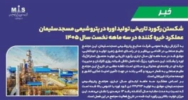شكستن ركورد تاریخی تولید اوره در پتروشیمی مسجدسلیمان عملكرد خیره كننده در سه ماهه نخست سال ۱۴۰۵